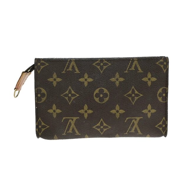 LOUIS VUITTON Logo BUCKET PM Pouch Bag Monogram Leather Brown France 60EE072 - Picture 11 of 13